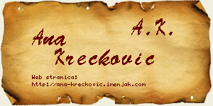 Ana Krečković vizit kartica